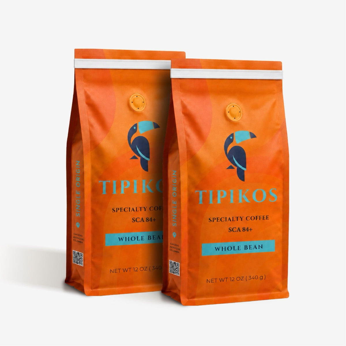TIPIKOS Colombian Medium Roast Whole Bean Coffee 2-Pack, two 12 oz 100% Arabica bags