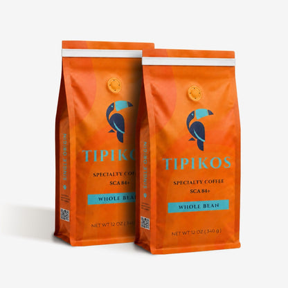 TIPIKOS Colombian Medium Roast Whole Bean Coffee 2-Pack, two 12 oz 100% Arabica bags