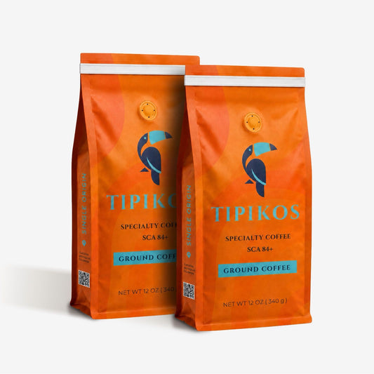 TIPIKOS Colombian Medium Roast Ground Coffee 2-Pack, two 12 oz bags, 100% Arabica