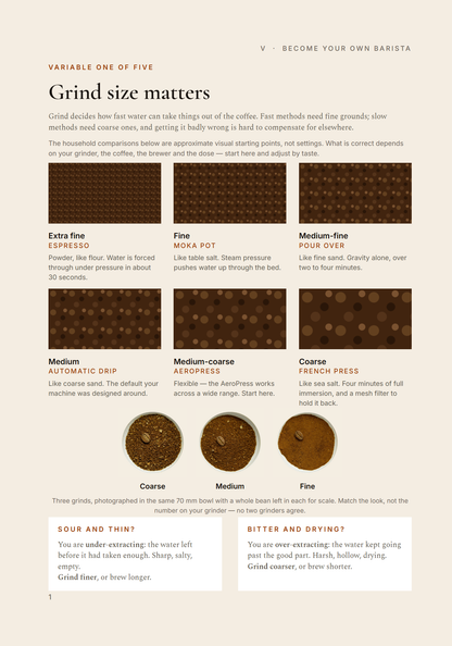 The Better Coffee Guide by TIPIKOS - inside page: the seven flavor families